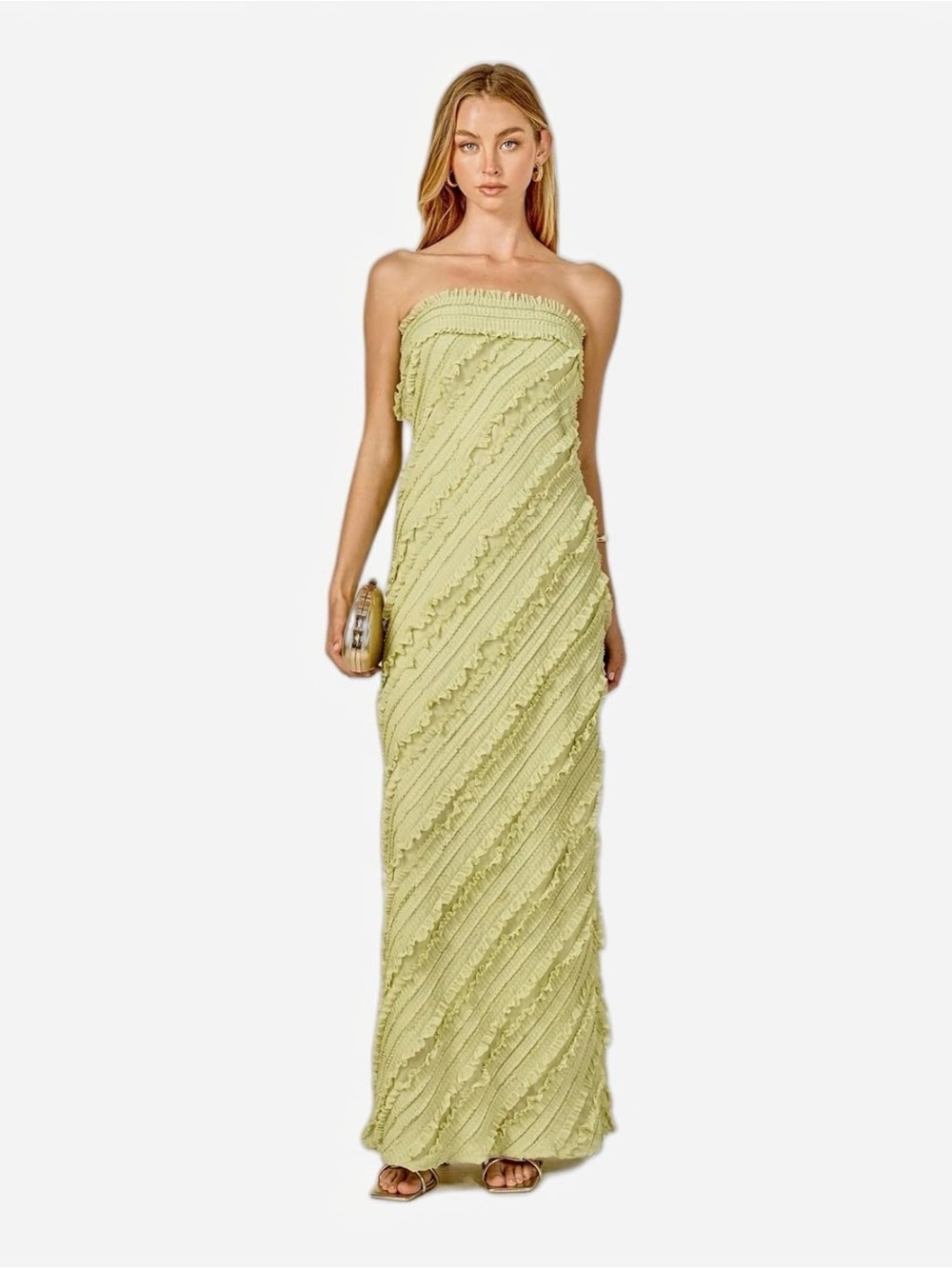 Endless rose strapless ruffled maxi dress